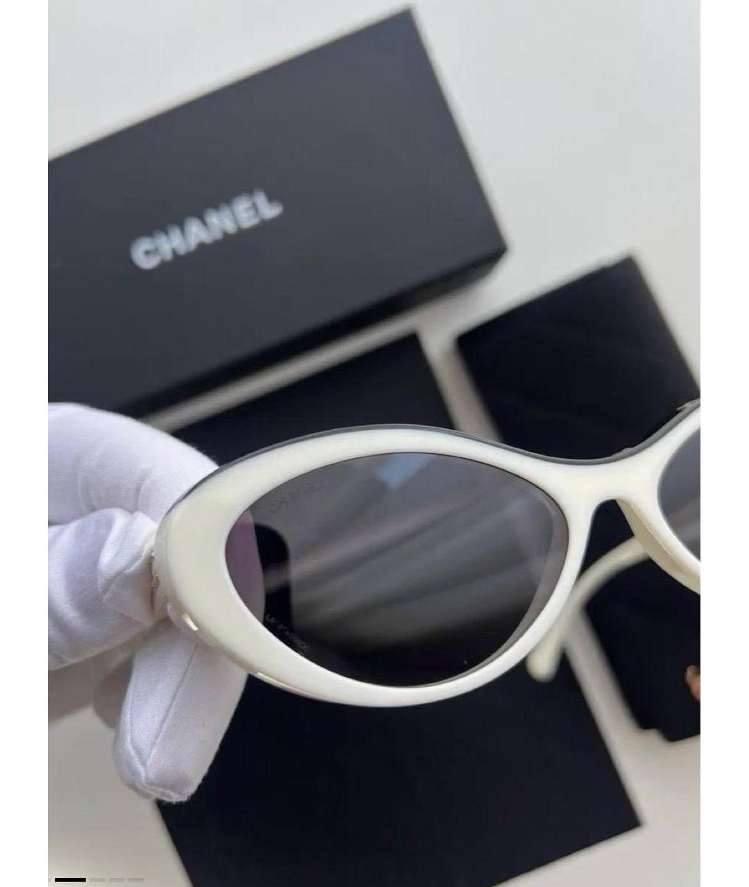 CHANEL Белые пластиковые солнцезащитные очки, фото 4