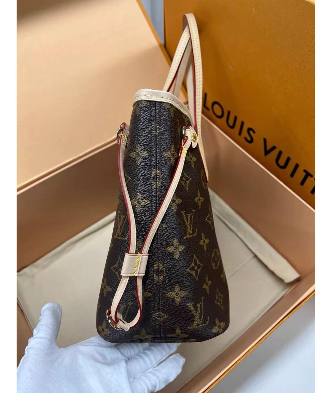 LOUIS VUITTON Коричневая канва сумка тоут, фото 3