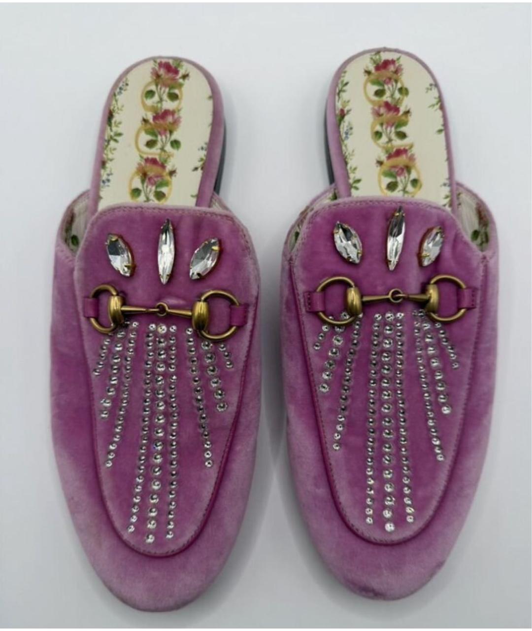 GUCCI Коралловые бархатные мюли, фото 2