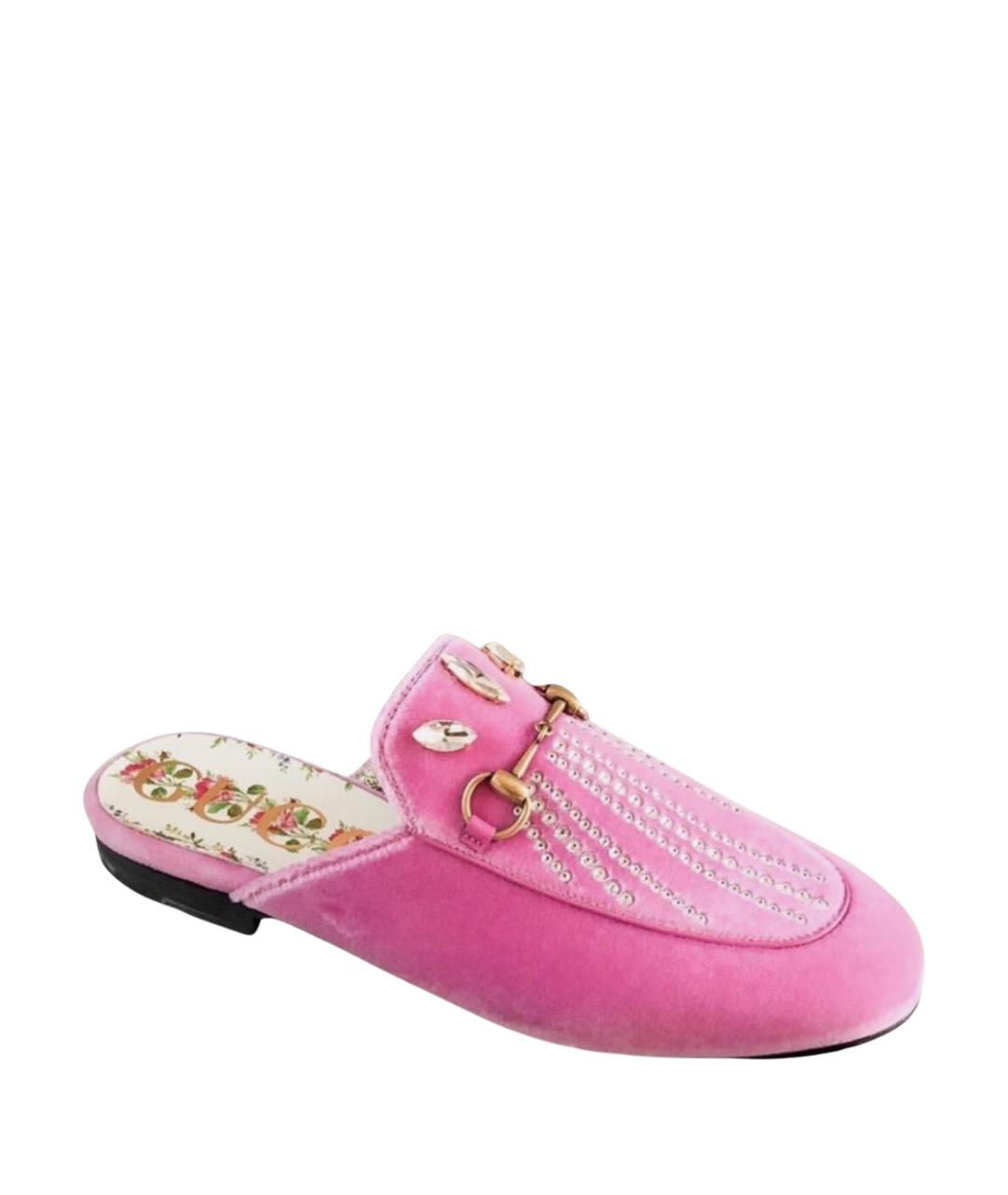 GUCCI Коралловые бархатные мюли, фото 1