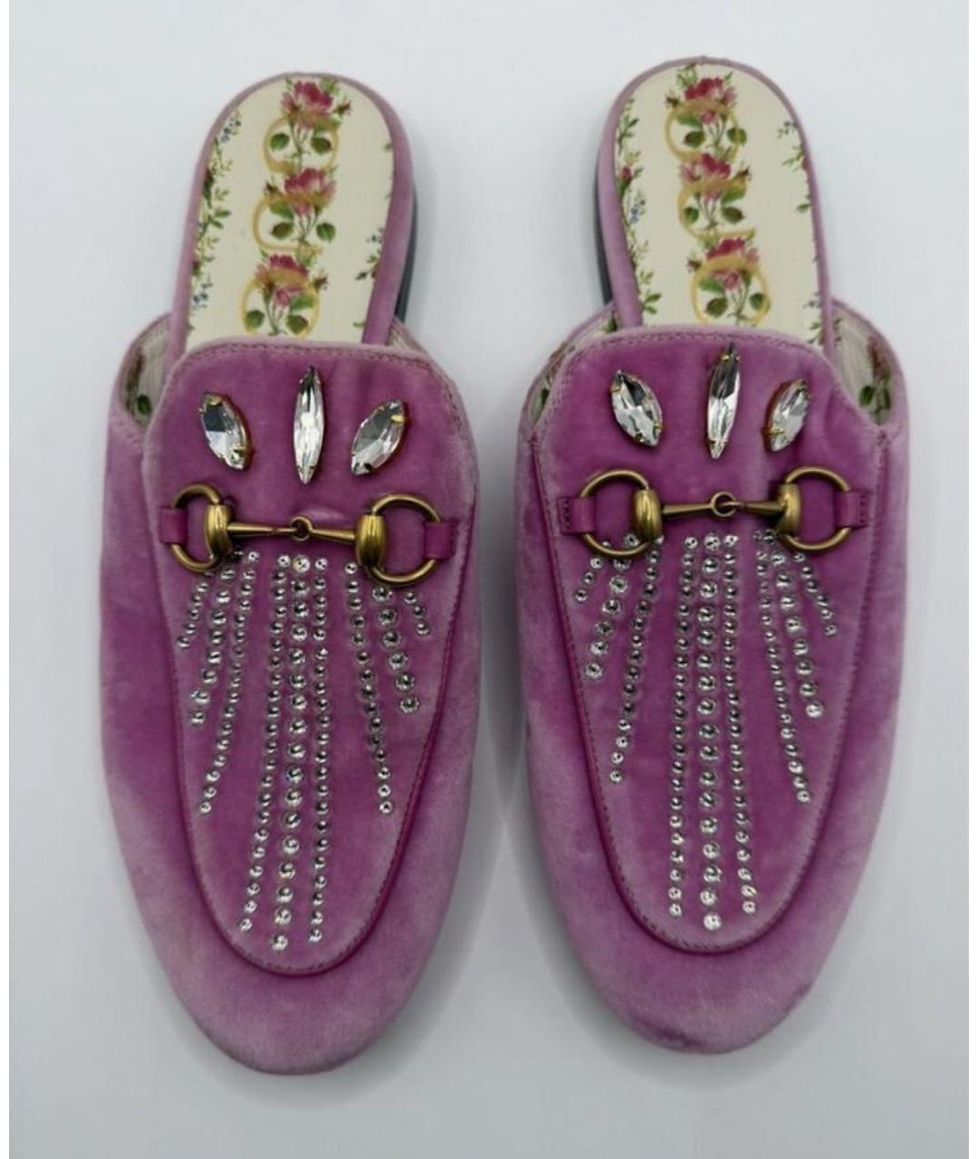 GUCCI Коралловые бархатные мюли, фото 6