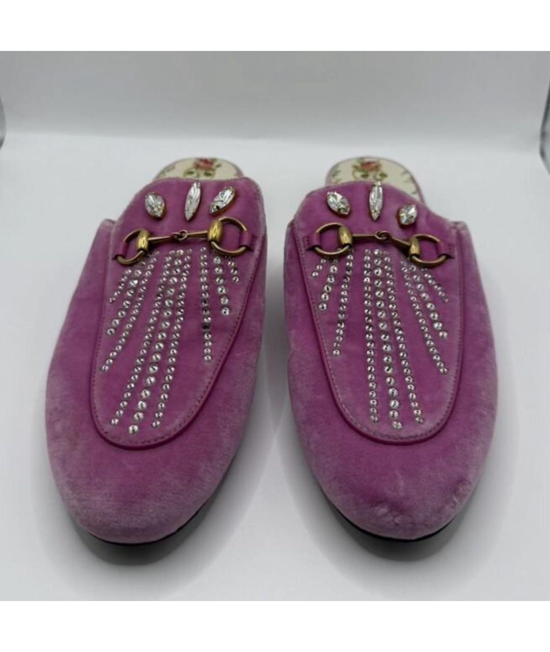 GUCCI Коралловые бархатные мюли, фото 5