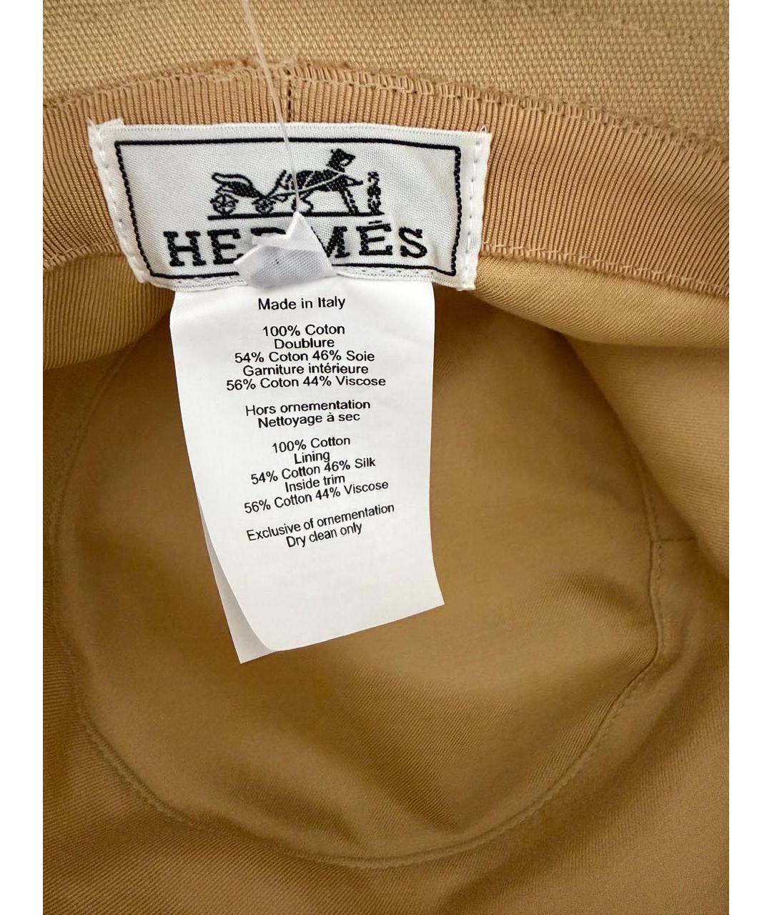 HERMES Бежевая хлопковая панама, фото 6