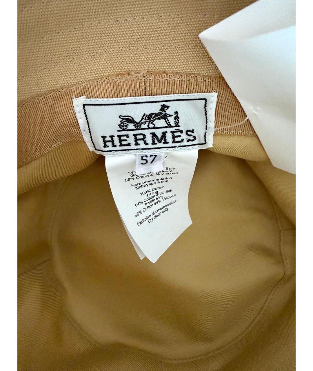 HERMES Бежевая хлопковая панама, фото 5