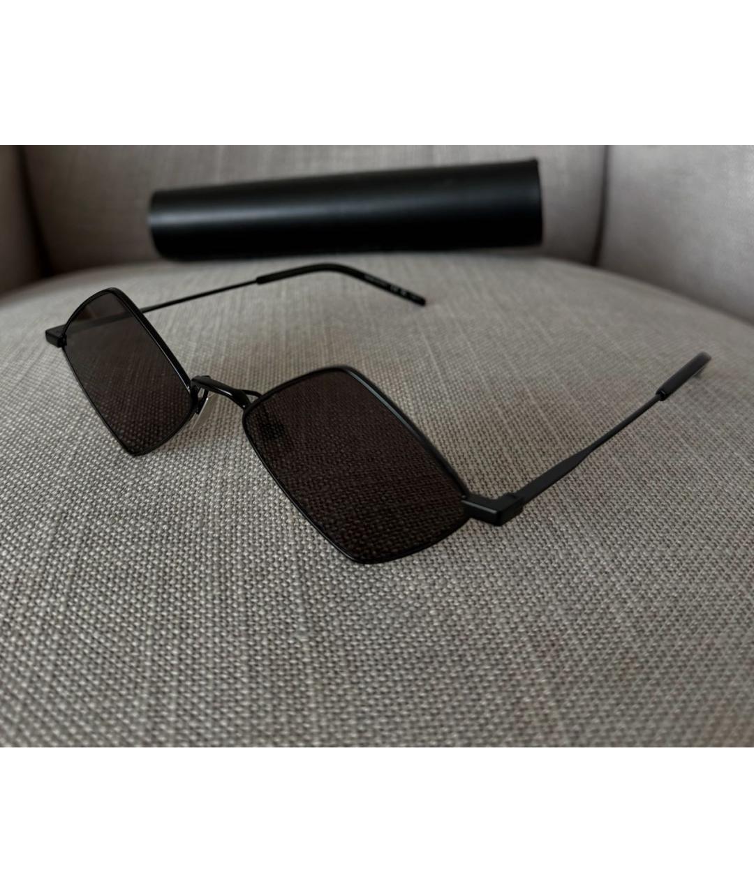 SAINT LAURENT Черные металлические солнцезащитные очки, фото 3