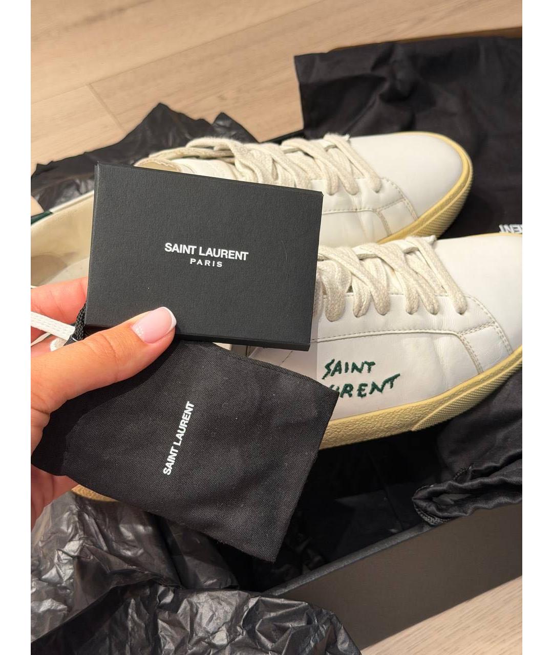 SAINT LAURENT Белые кожаные кеды, фото 3