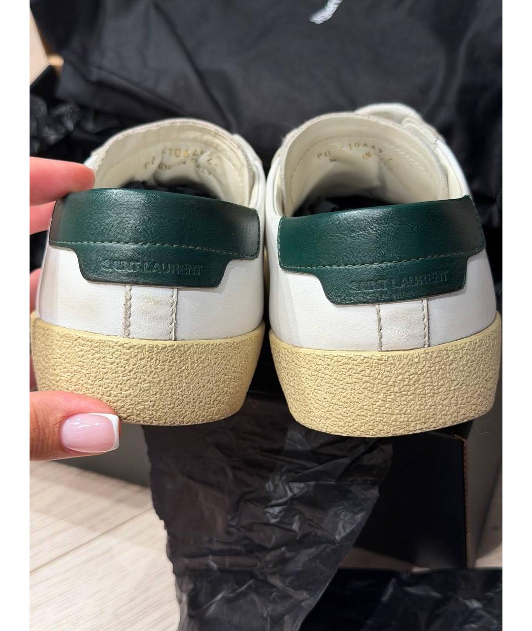 SAINT LAURENT Белые кожаные кеды, фото 4