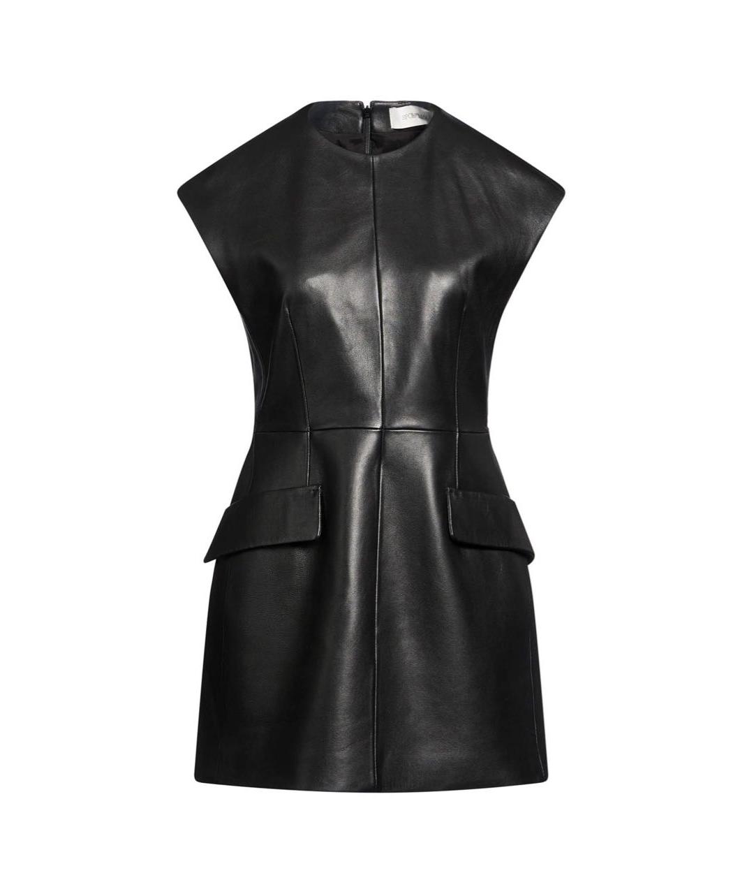 SPORTMAX Черное кожаное вечернее платье, фото 5