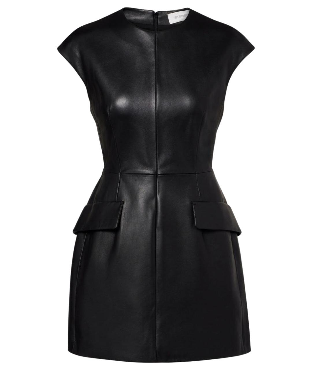 SPORTMAX Черное кожаное вечернее платье, фото 1