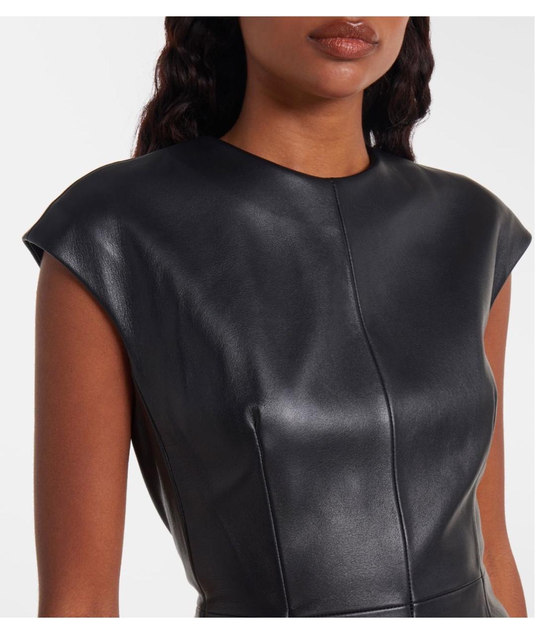 SPORTMAX Черное кожаное вечернее платье, фото 4