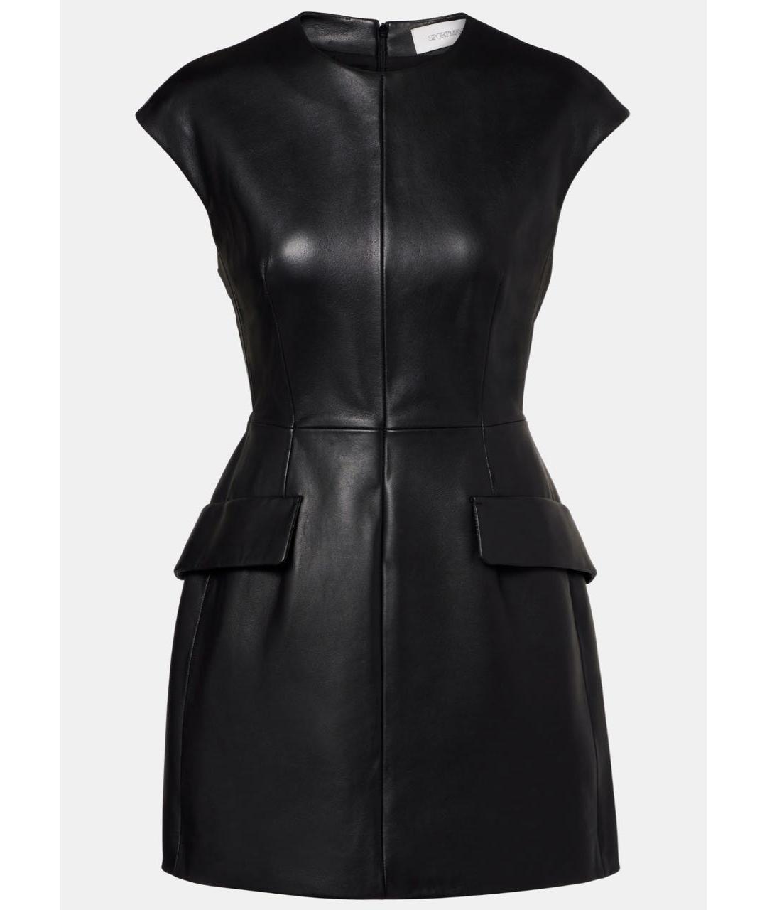 SPORTMAX Черное кожаное вечернее платье, фото 8