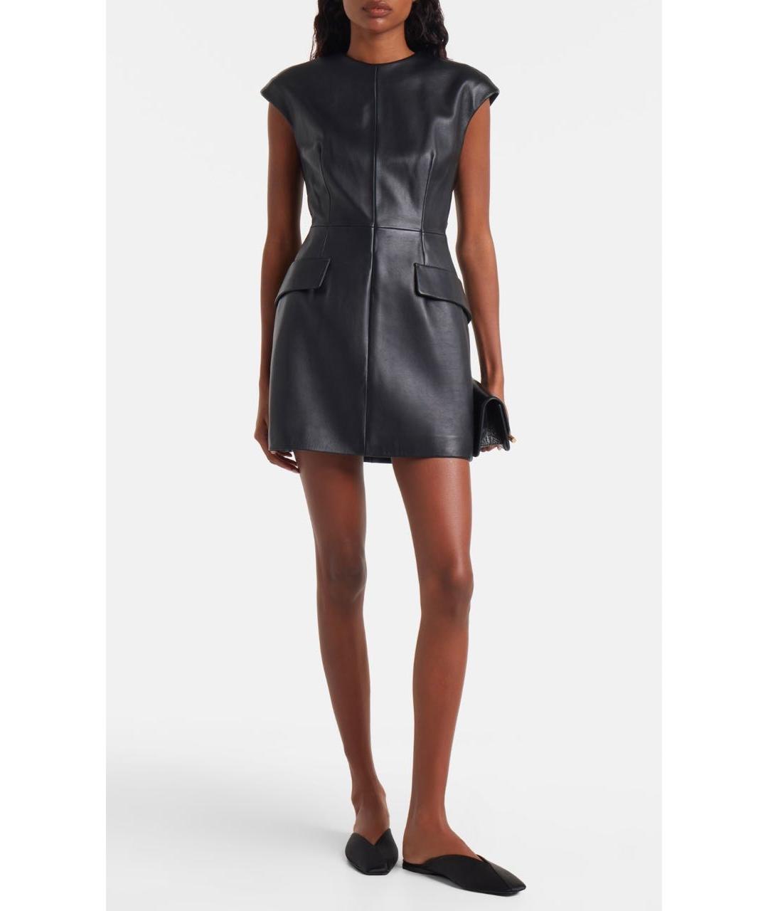 SPORTMAX Черное кожаное вечернее платье, фото 3