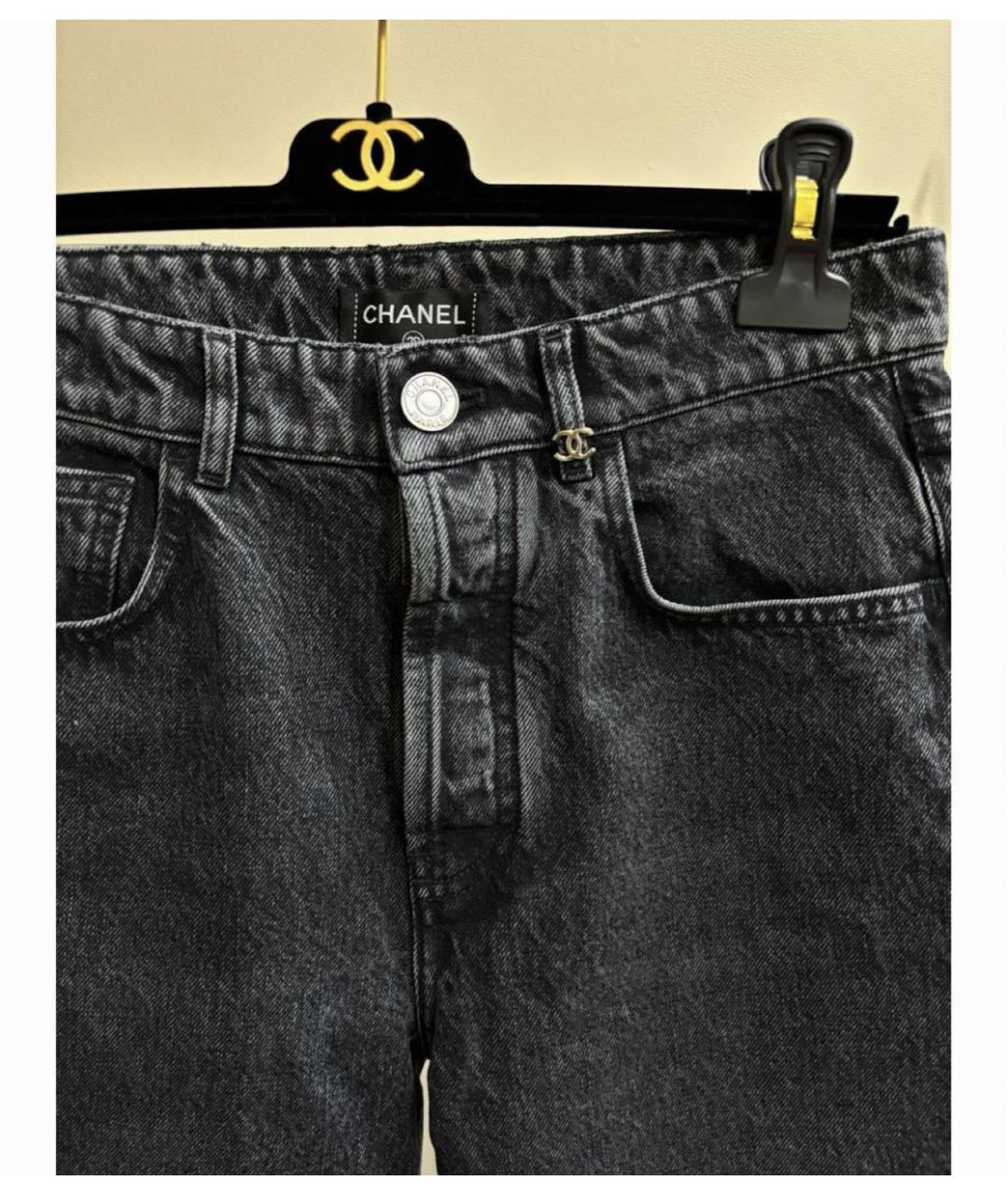 CHANEL Антрацитовые хлопковые прямые джинсы, фото 3