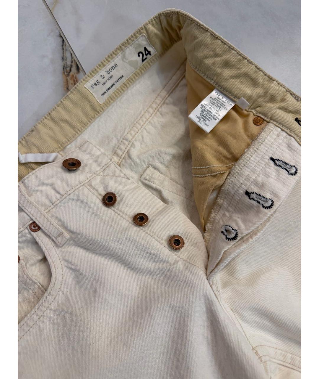 RAG & BONE Бежевые хлопковые джинсы слим, фото 3