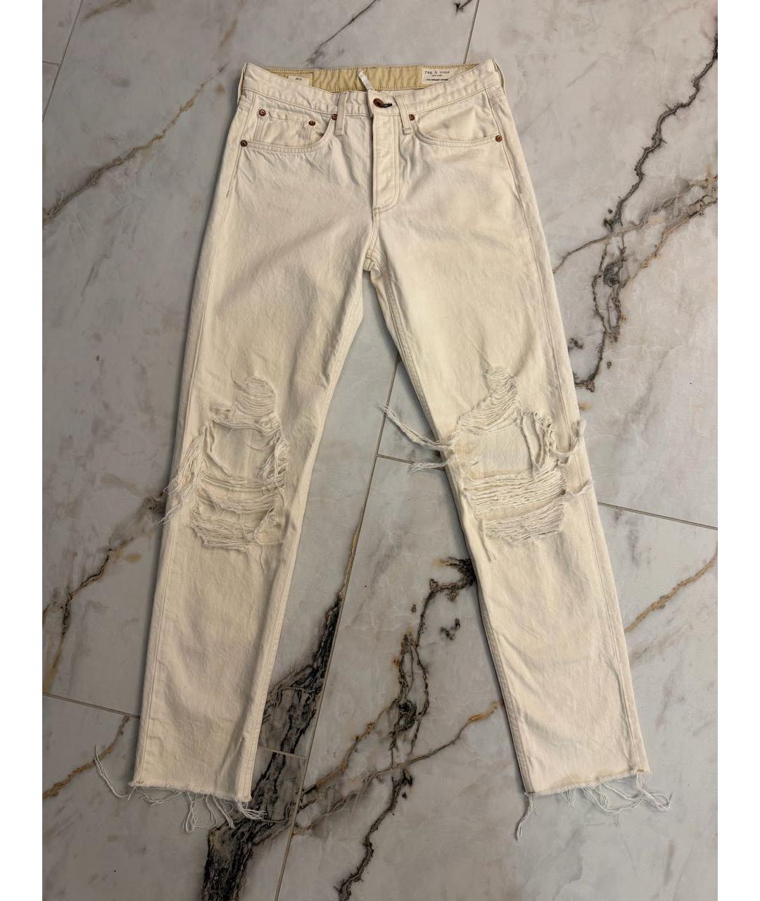 RAG & BONE Бежевые хлопковые джинсы слим, фото 9