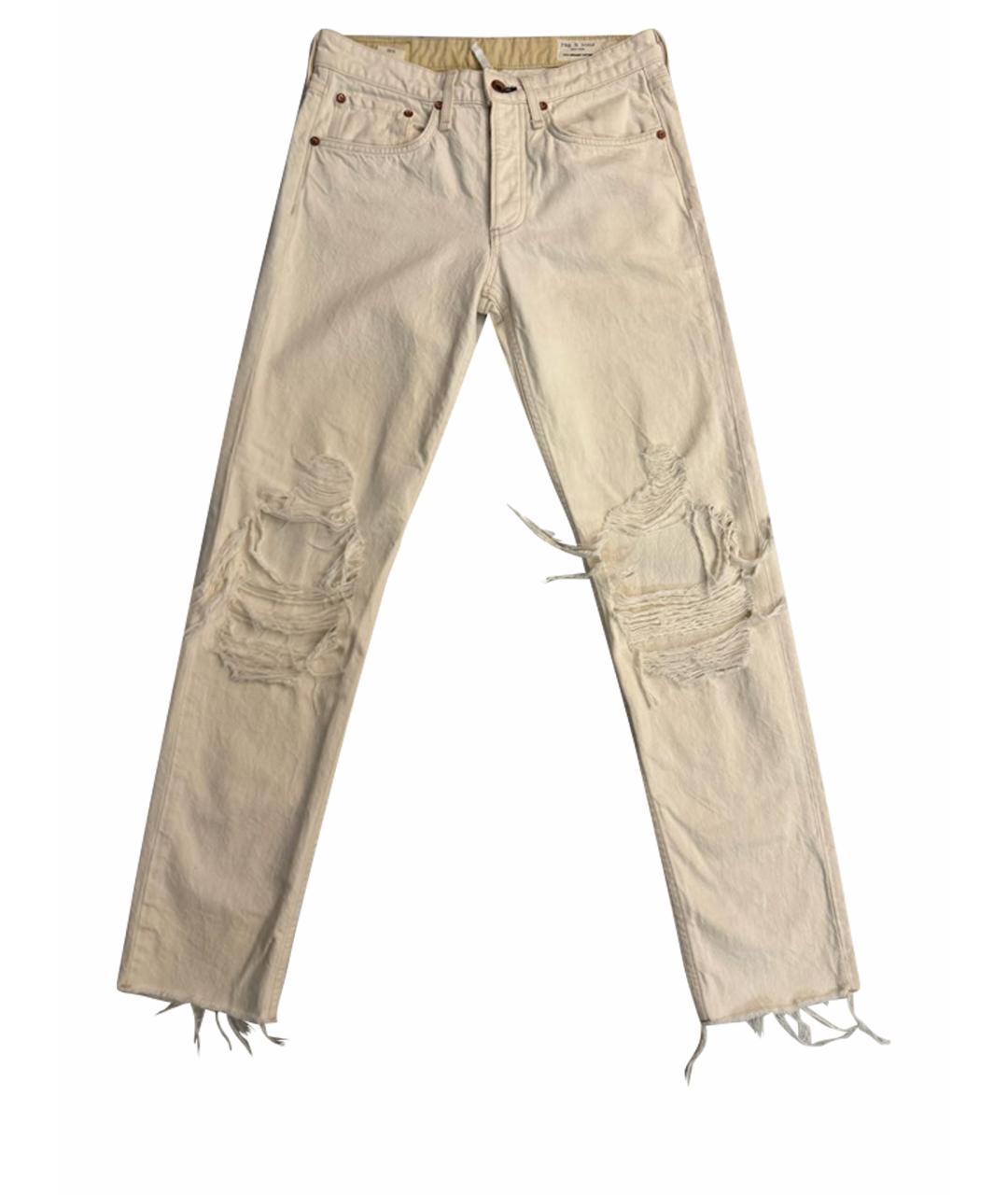 RAG & BONE Бежевые хлопковые джинсы слим, фото 1