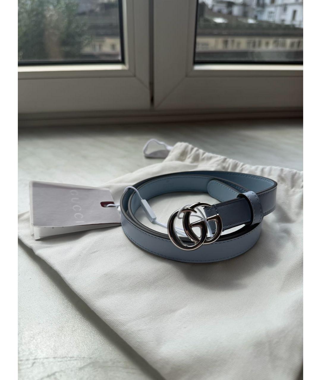 GUCCI Голубой кожаный ремень, фото 5