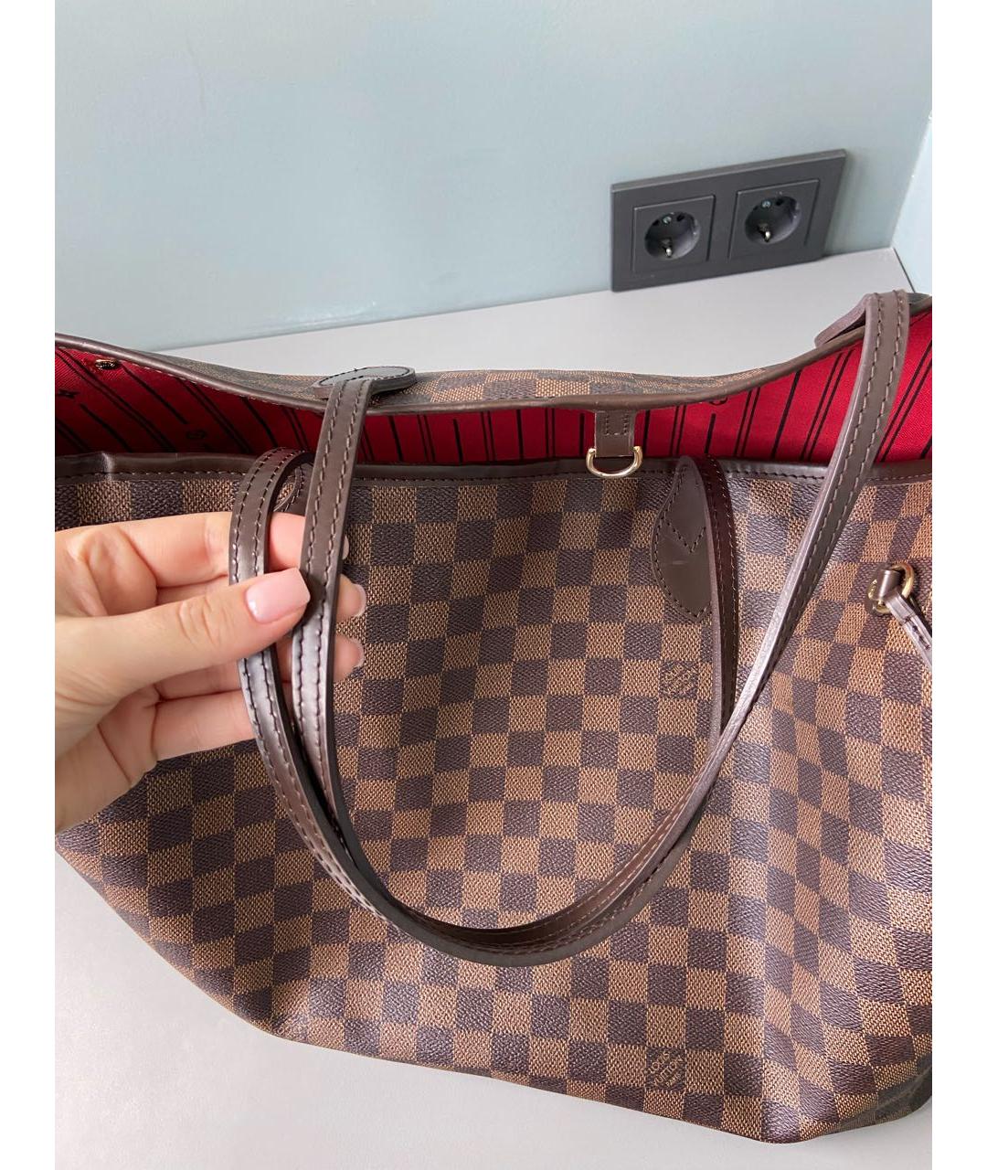 LOUIS VUITTON Коричневая канва сумка тоут, фото 8