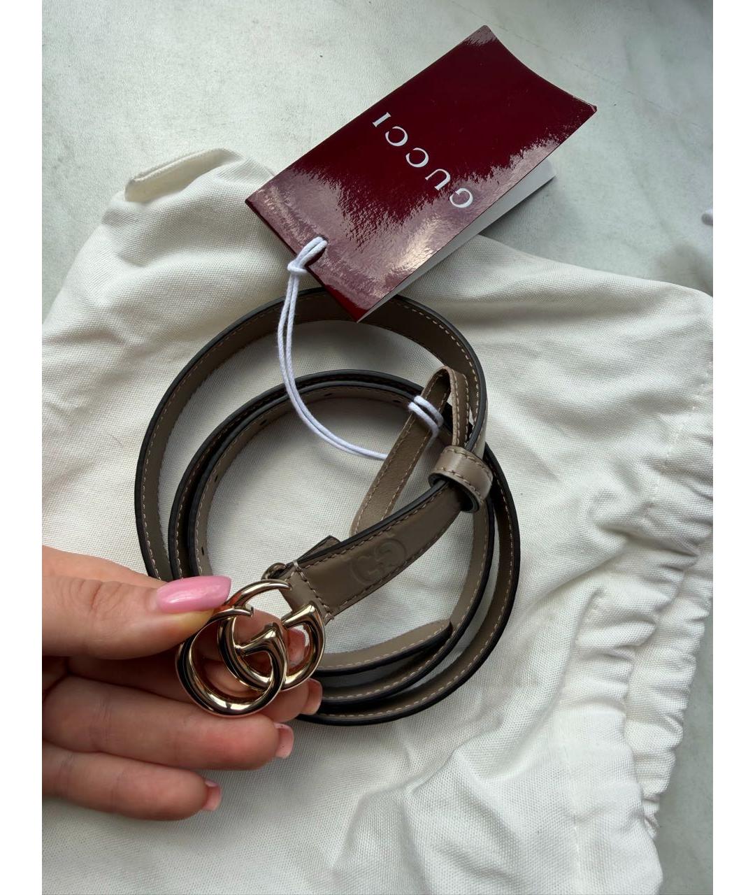 GUCCI Бежевый кожаный ремень, фото 3