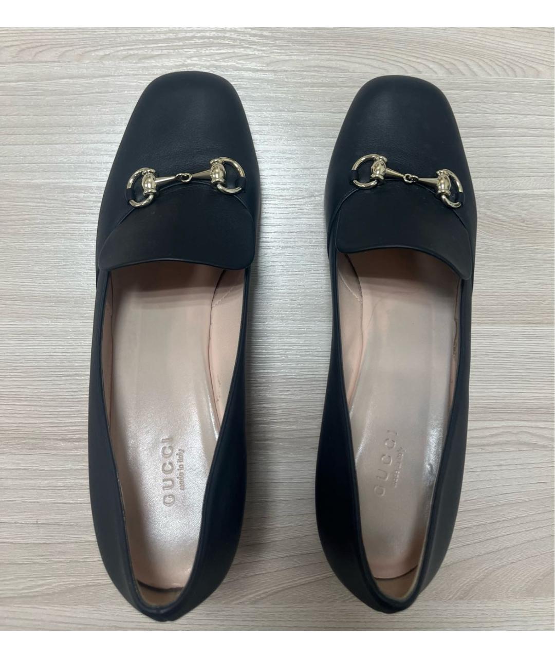 GUCCI Черные кожаные туфли, фото 2
