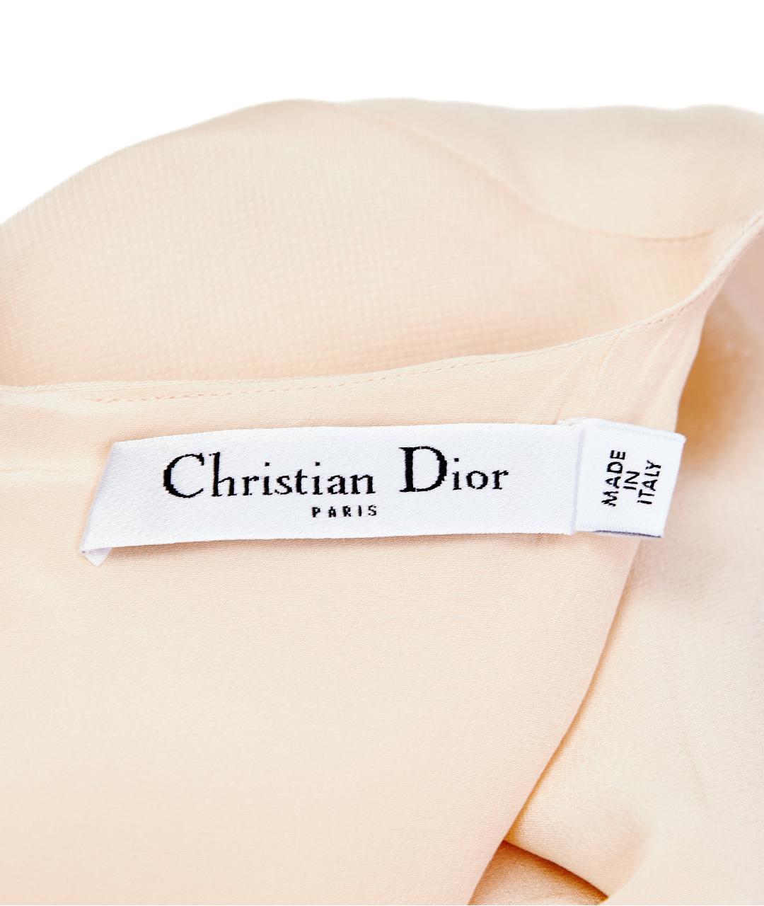 CHRISTIAN DIOR Бежевое шелковое вечернее платье, фото 5
