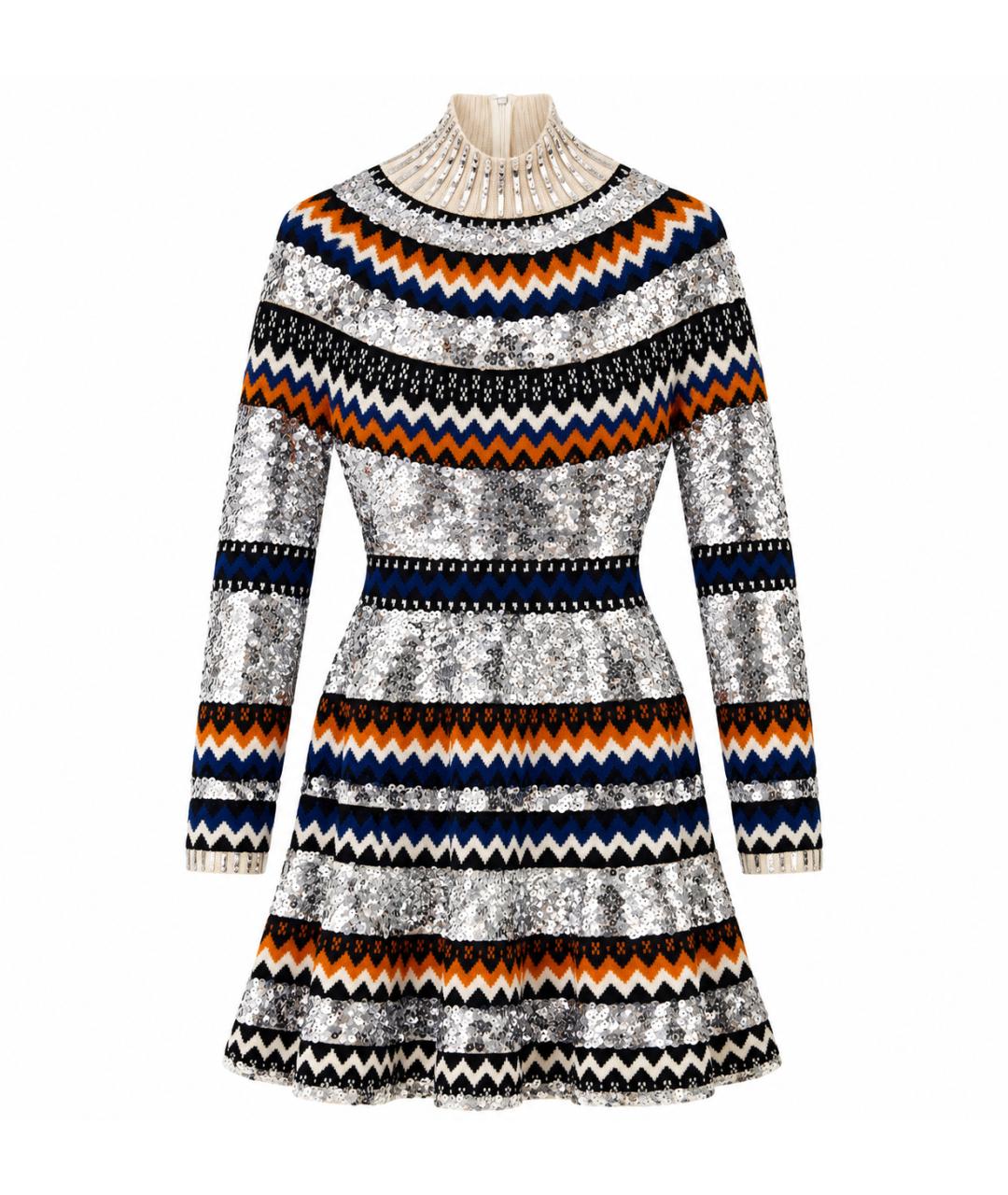 CHRISTIAN DIOR Серебряное шерстяное вечернее платье, фото 1