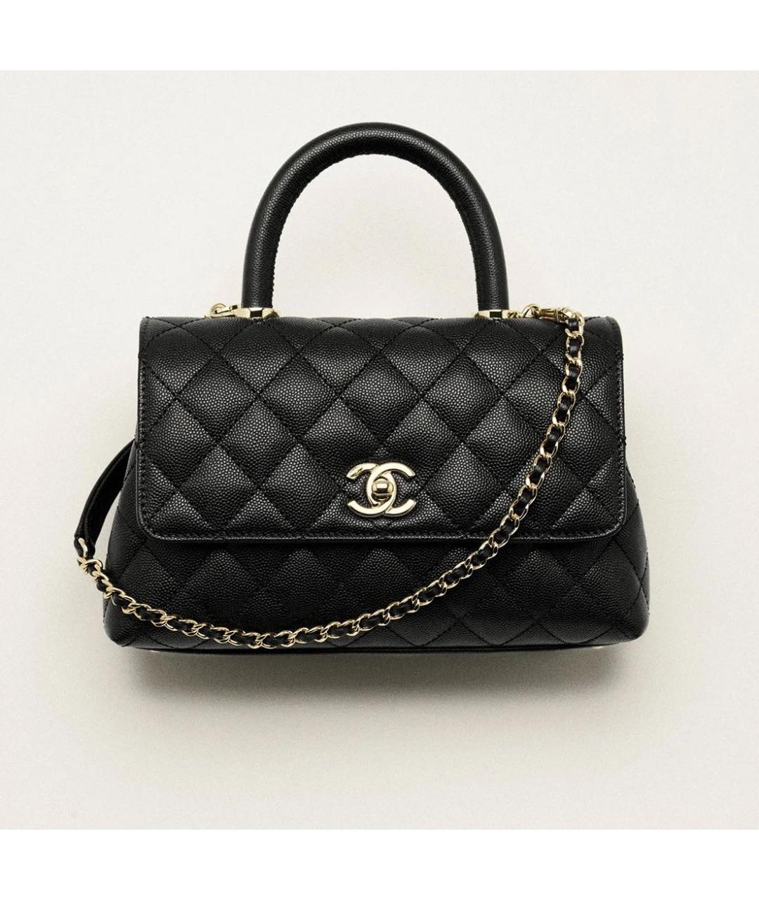 CHANEL Черная кожаная сумка с короткими ручками, фото 5