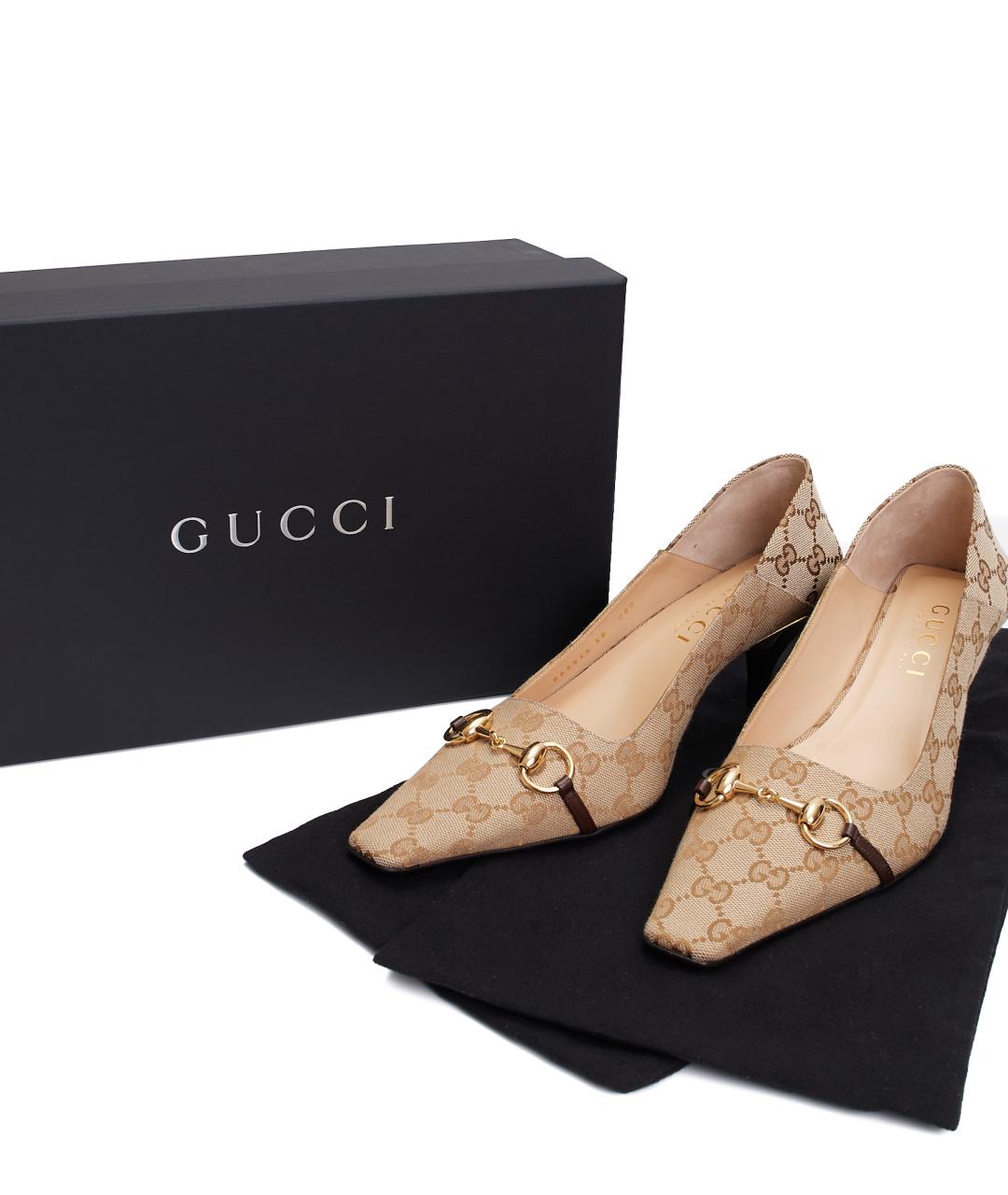 GUCCI Бежевые текстильные туфли, фото 6