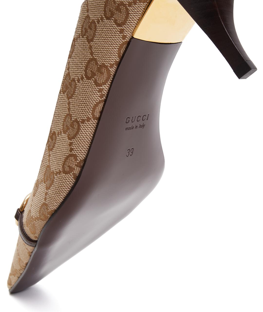GUCCI Бежевые текстильные туфли, фото 5