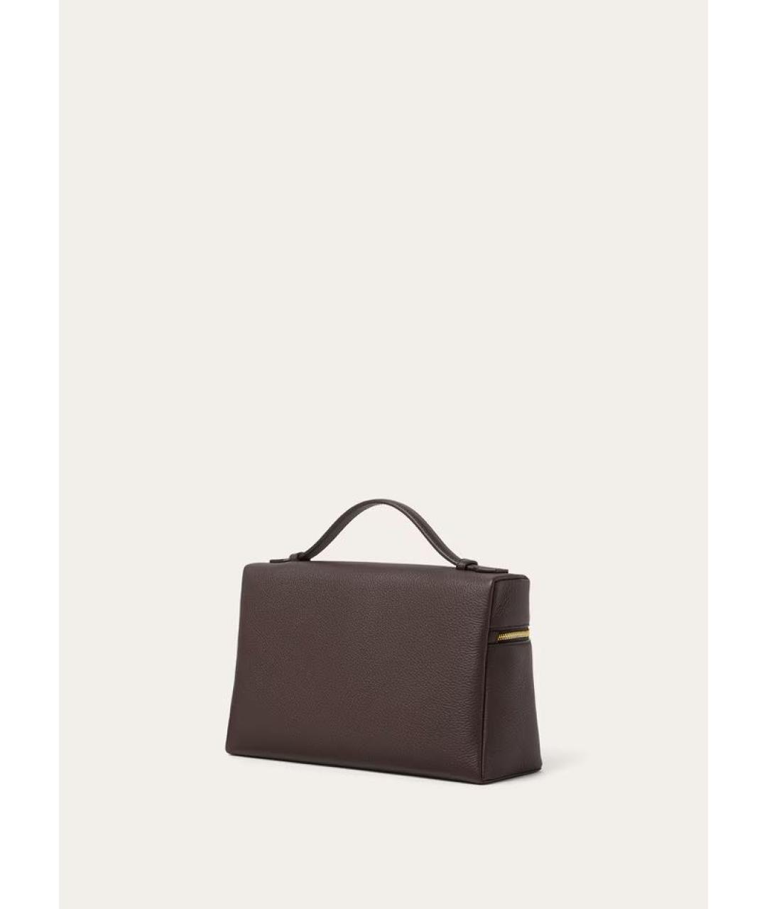 LORO PIANA Коричневая кожаная сумка с короткими ручками, фото 4