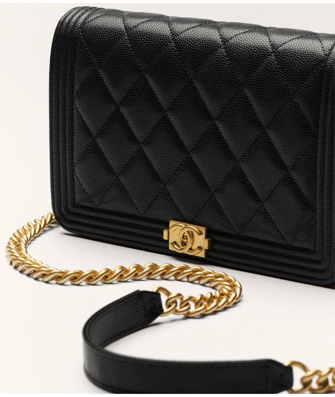 CHANEL Черный кожаный кошелек, фото 3