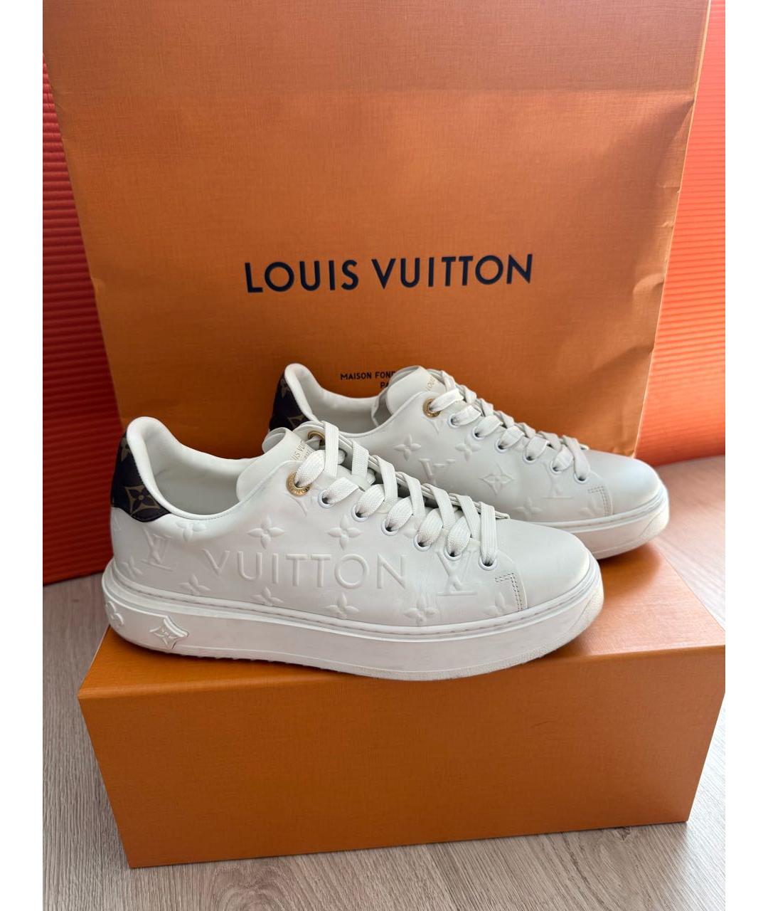 LOUIS VUITTON Белые кожаные кроссовки, фото 9