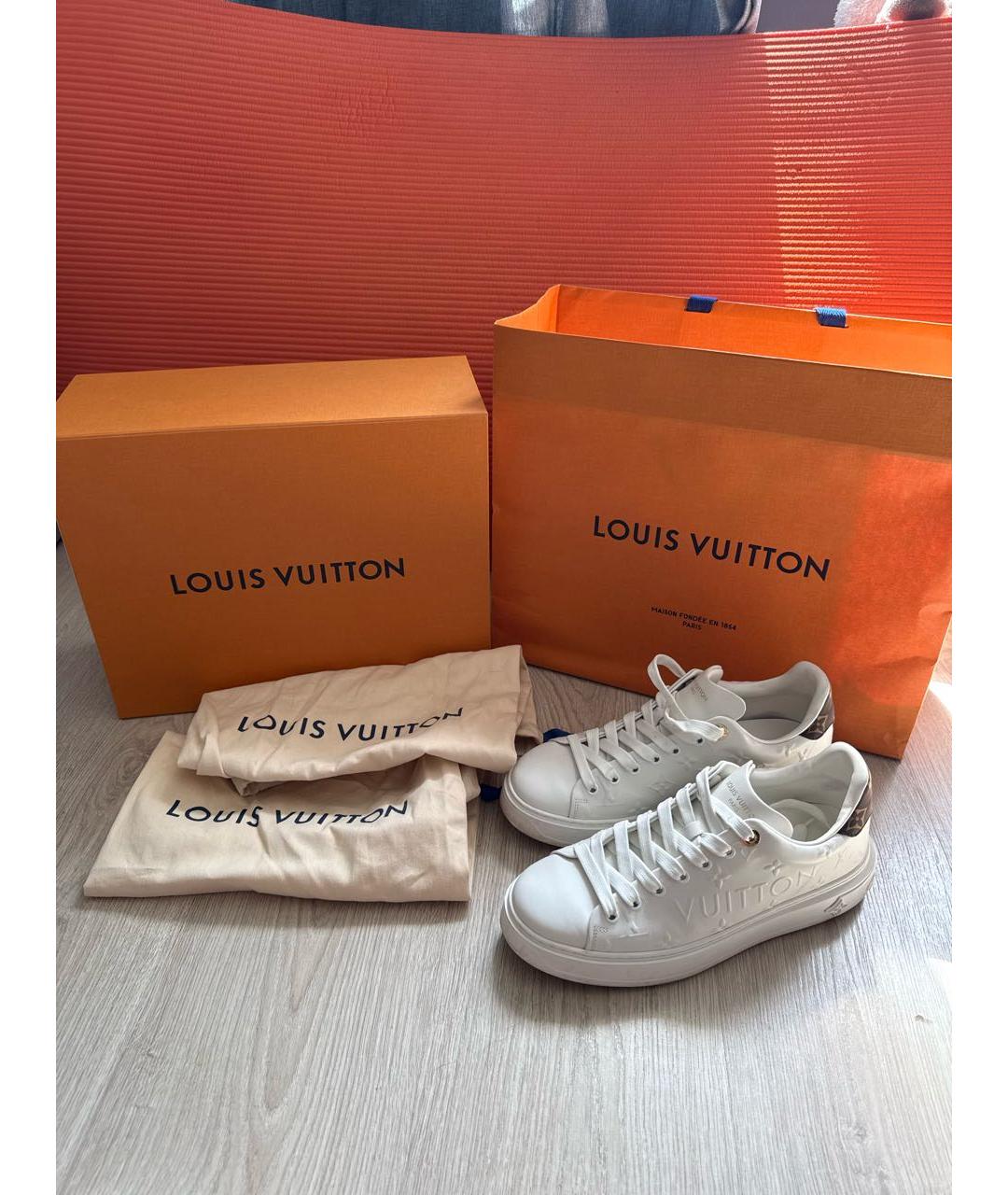 LOUIS VUITTON Белые кожаные кроссовки, фото 6