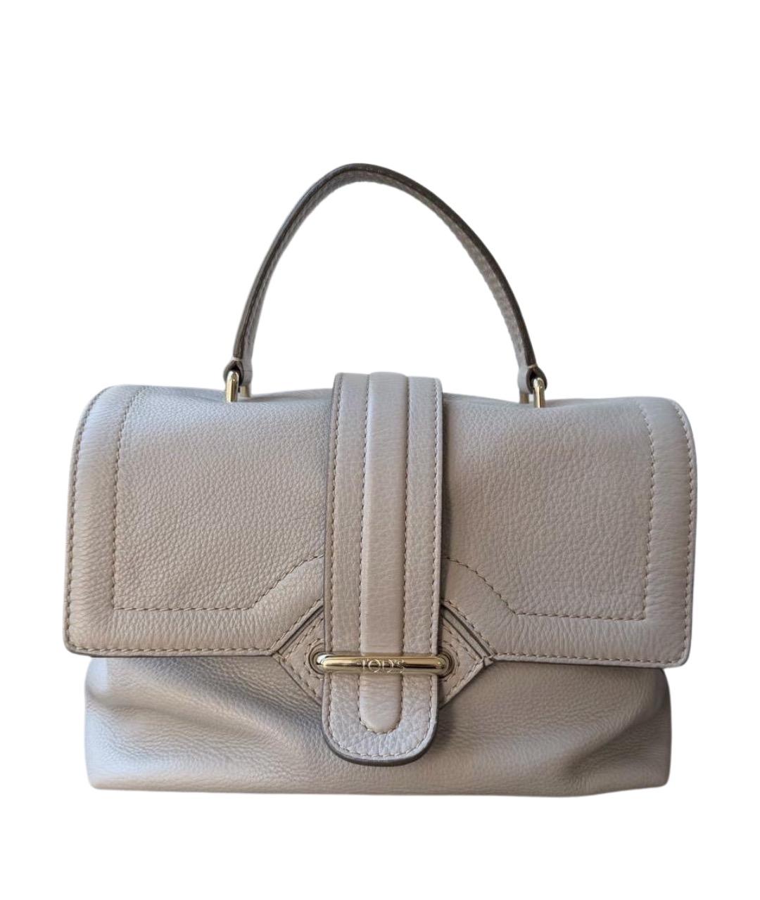 TOD'S Серая кожаная сумка с короткими ручками, фото 1