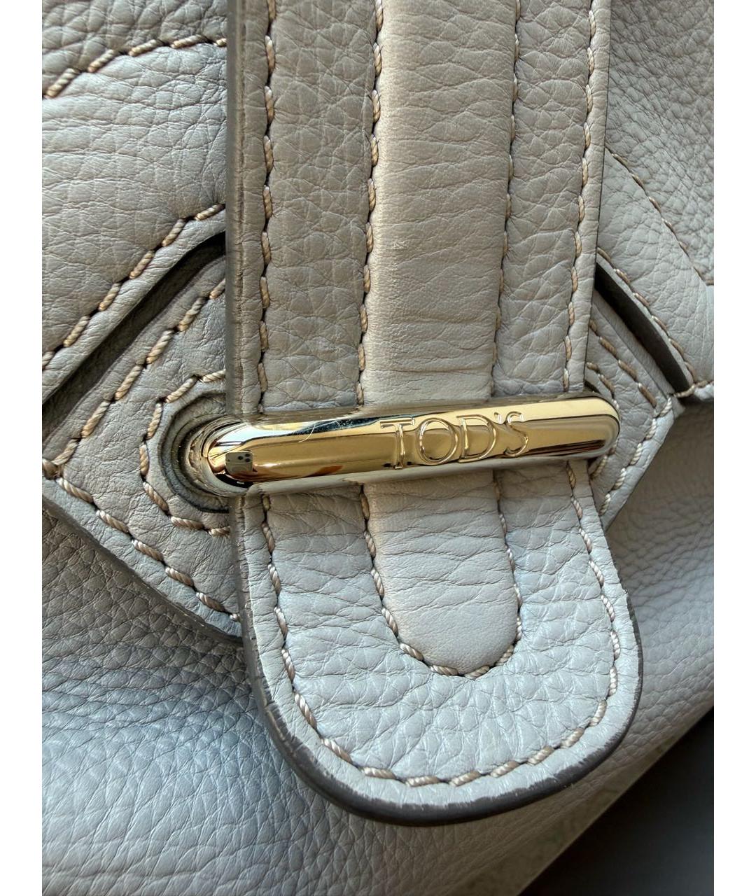TOD'S Серая кожаная сумка с короткими ручками, фото 7
