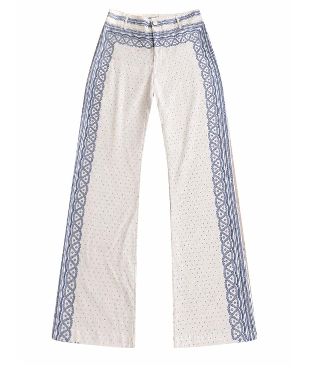 ROBERTO CAVALLI Голубые шелковые прямые брюки, фото 1