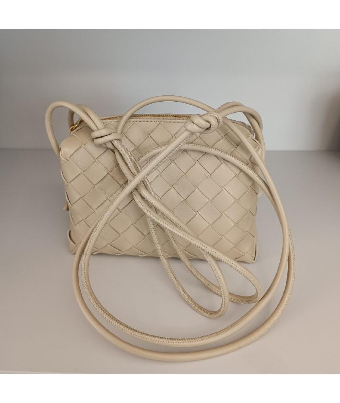 BOTTEGA VENETA Бежевая кожаная сумка через плечо, фото 3