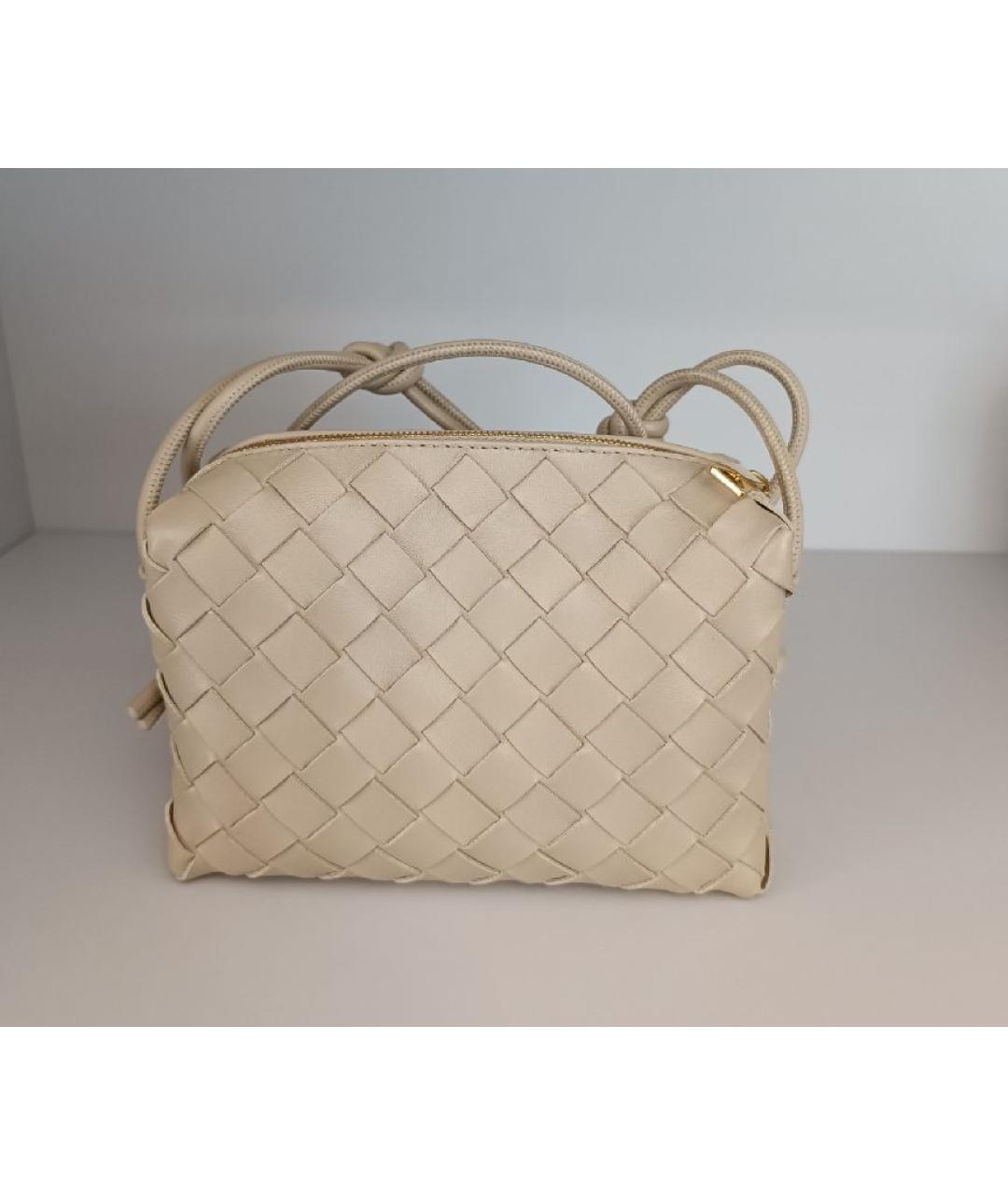 BOTTEGA VENETA Бежевая кожаная сумка через плечо, фото 6