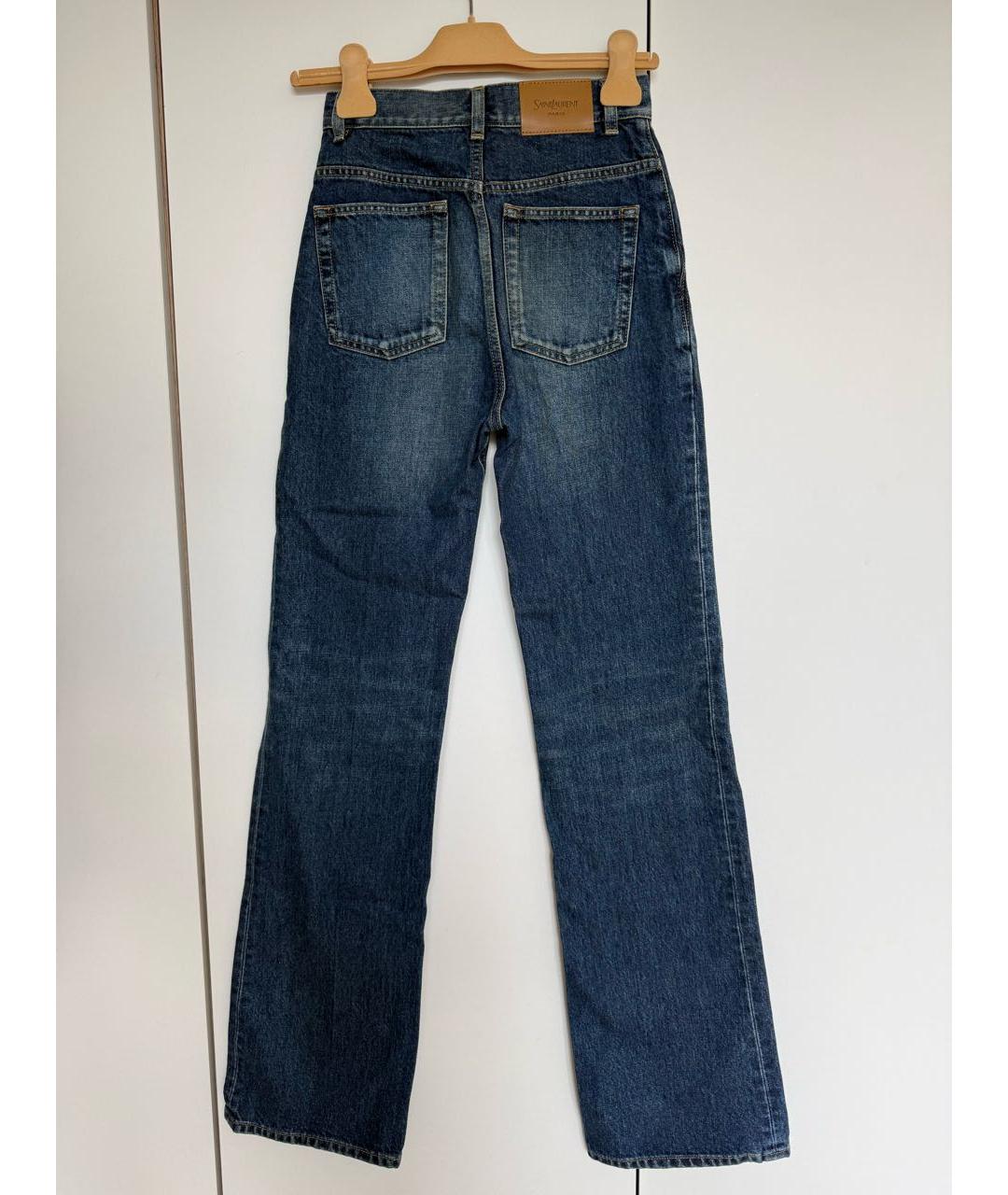 SAINT LAURENT Синие хлопковые прямые джинсы, фото 4