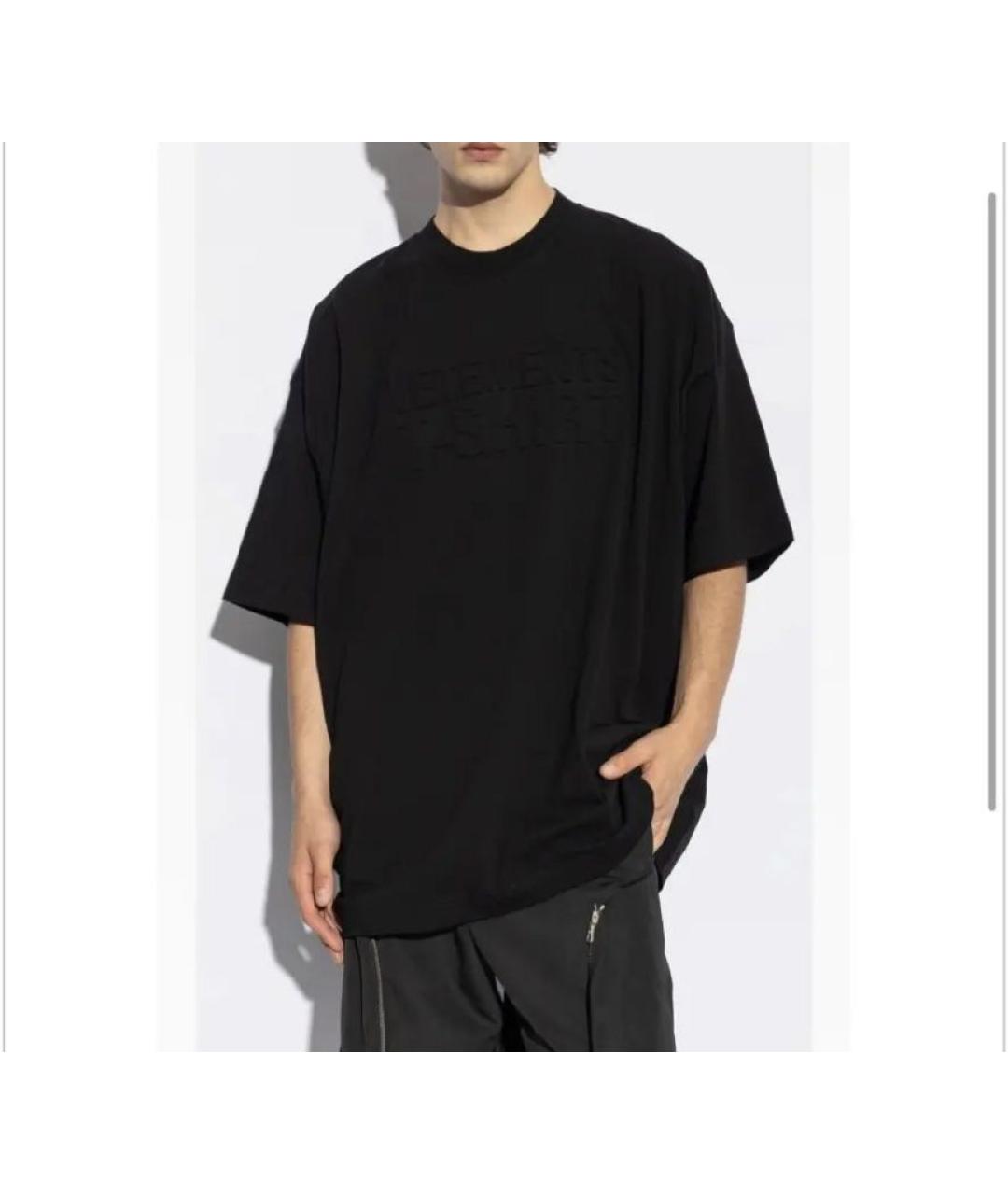 VETEMENTS Черная хлопковая футболка, фото 5
