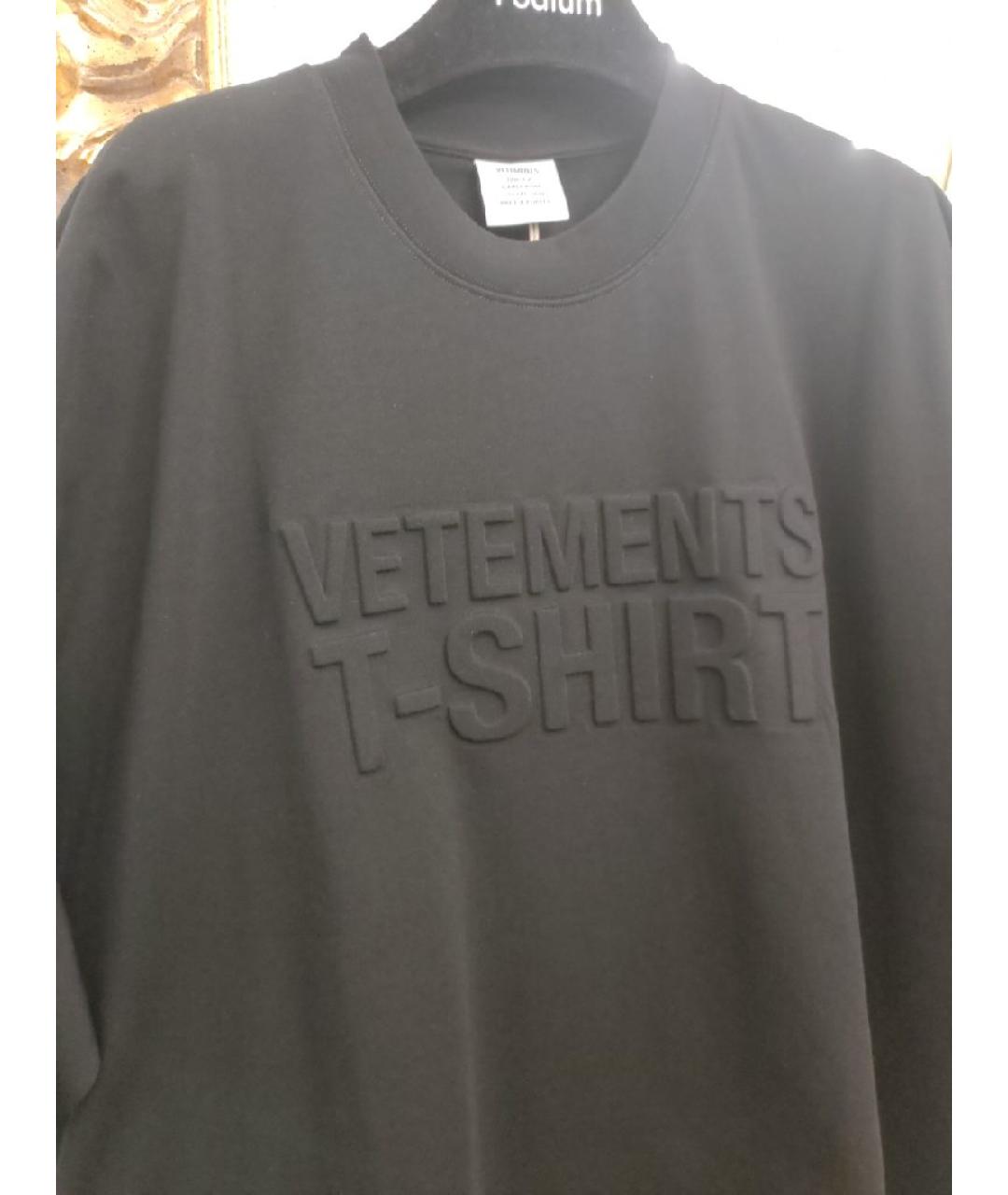 VETEMENTS Черная хлопковая футболка, фото 4
