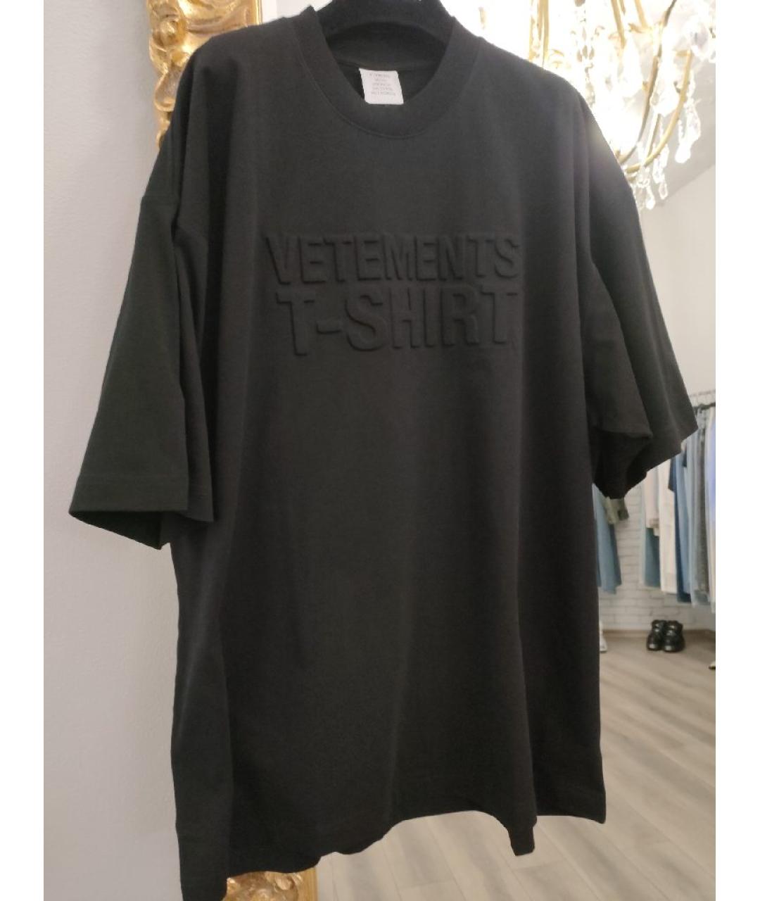 VETEMENTS Черная хлопковая футболка, фото 7