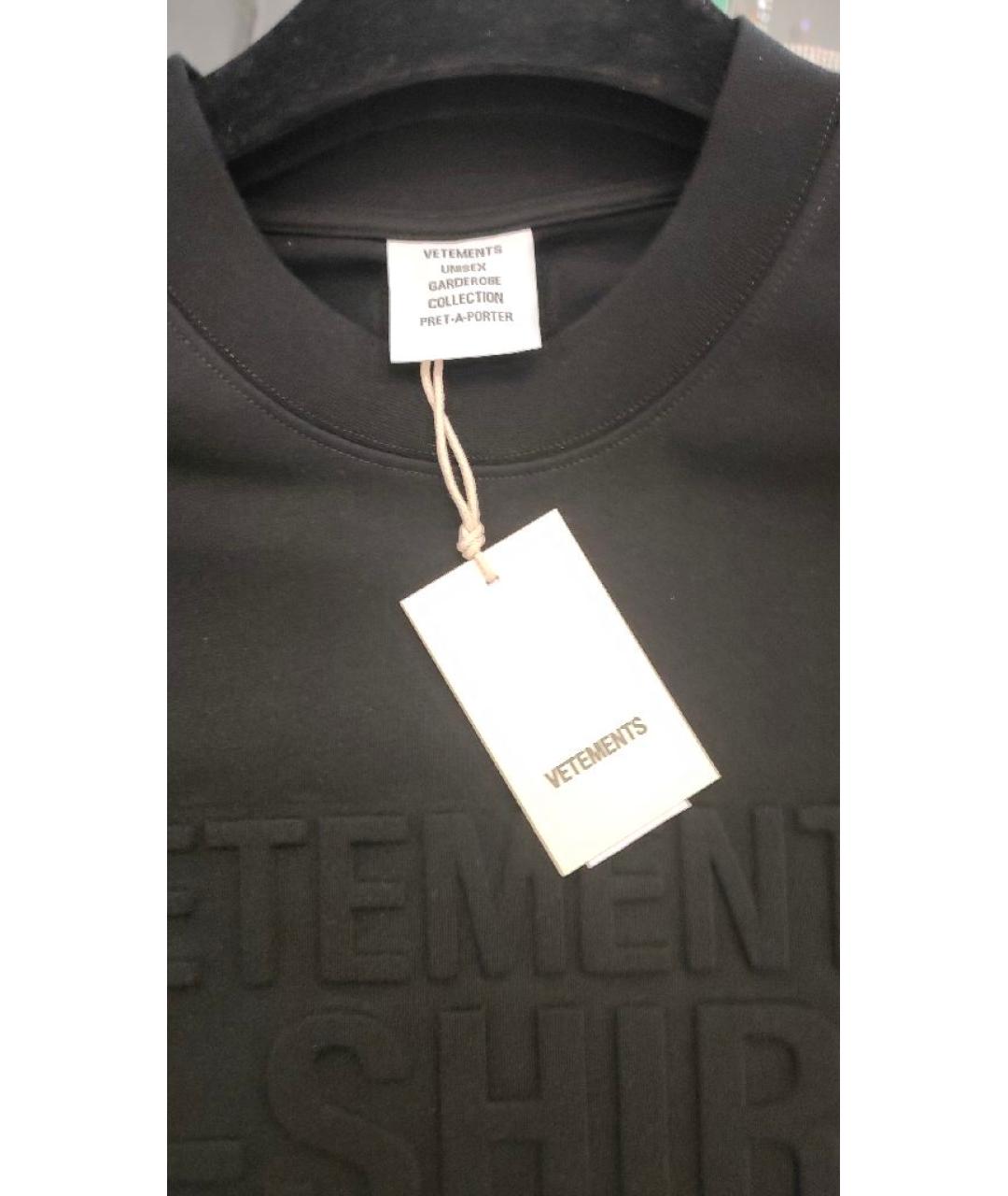 VETEMENTS Черная хлопковая футболка, фото 3