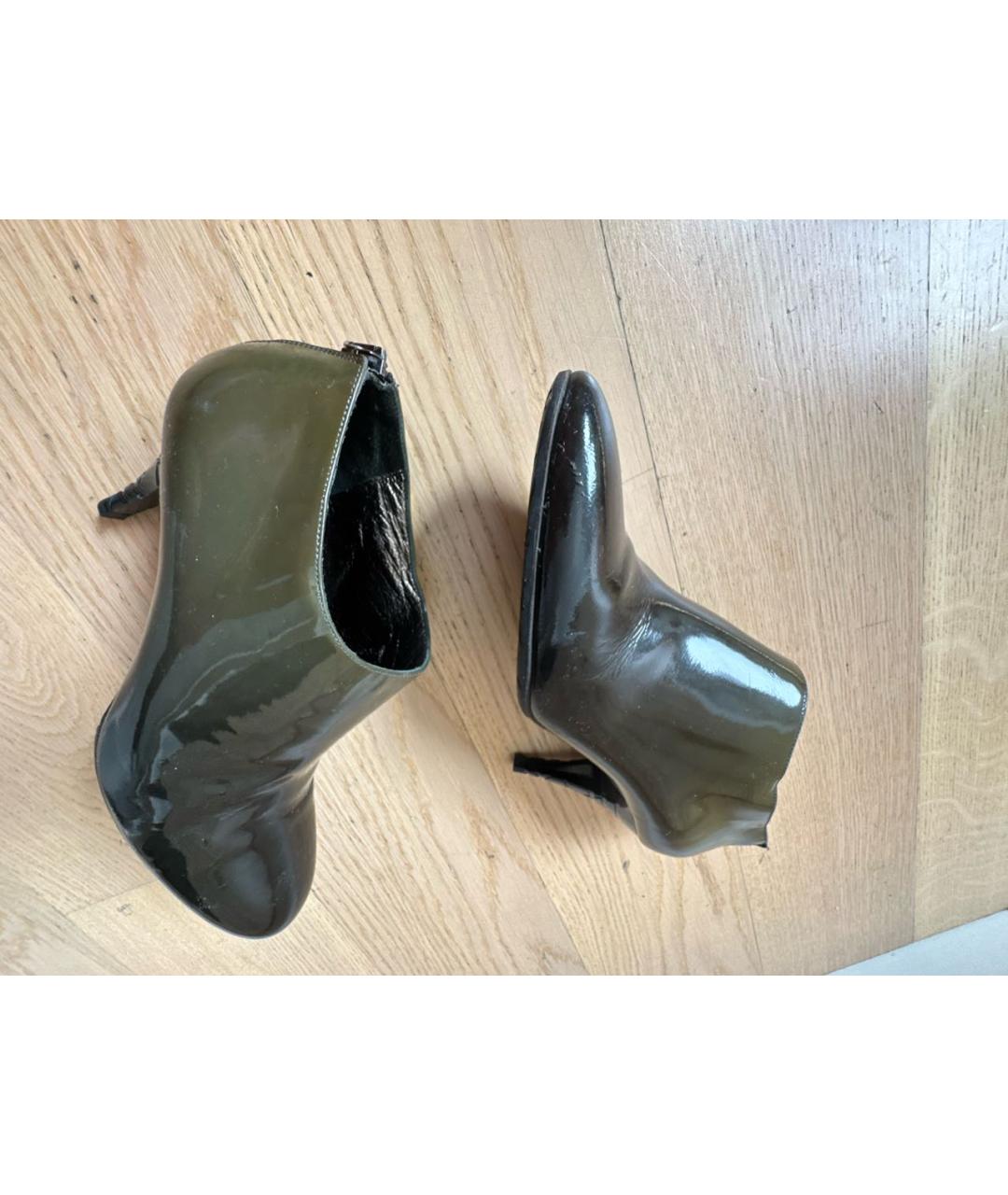 BURBERRY Хаки ботильоны из лакированной кожи, фото 7