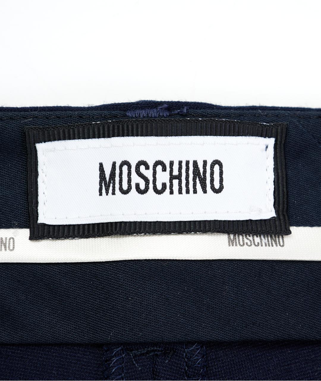 MOSCHINO Синие хлопковые прямые брюки, фото 3