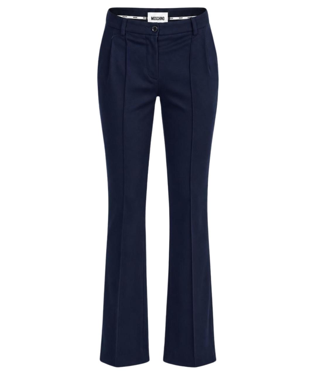 MOSCHINO Синие хлопковые прямые брюки, фото 1