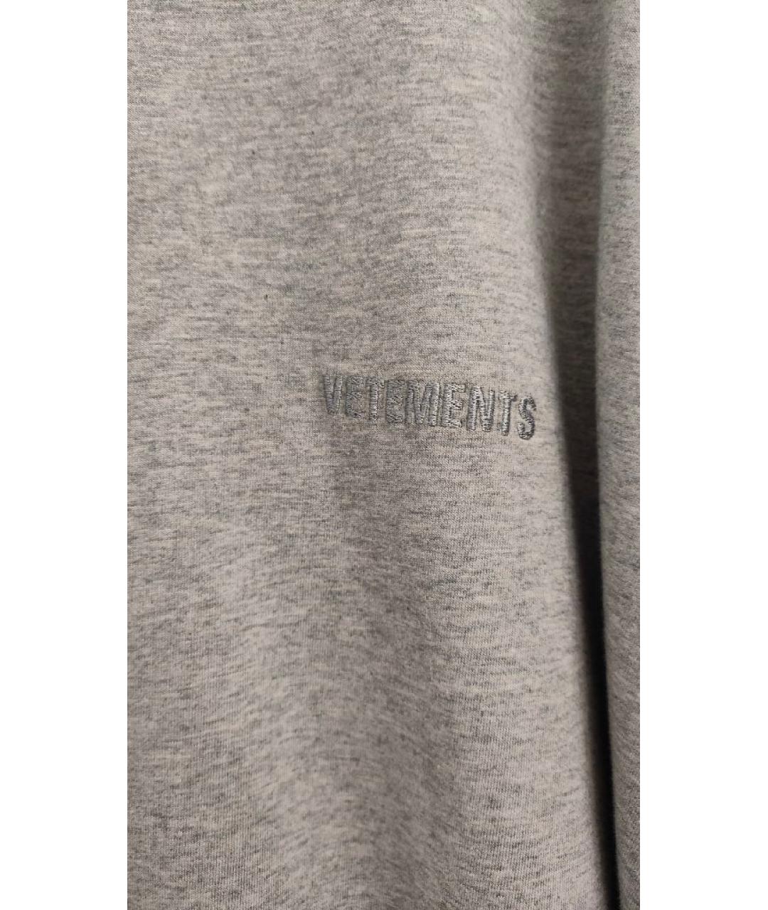 VETEMENTS Серая хлопковая футболка, фото 4