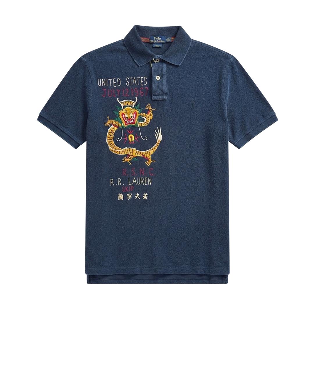 POLO RALPH LAUREN Темно-синее хлопковое поло с коротким рукавом, фото 1