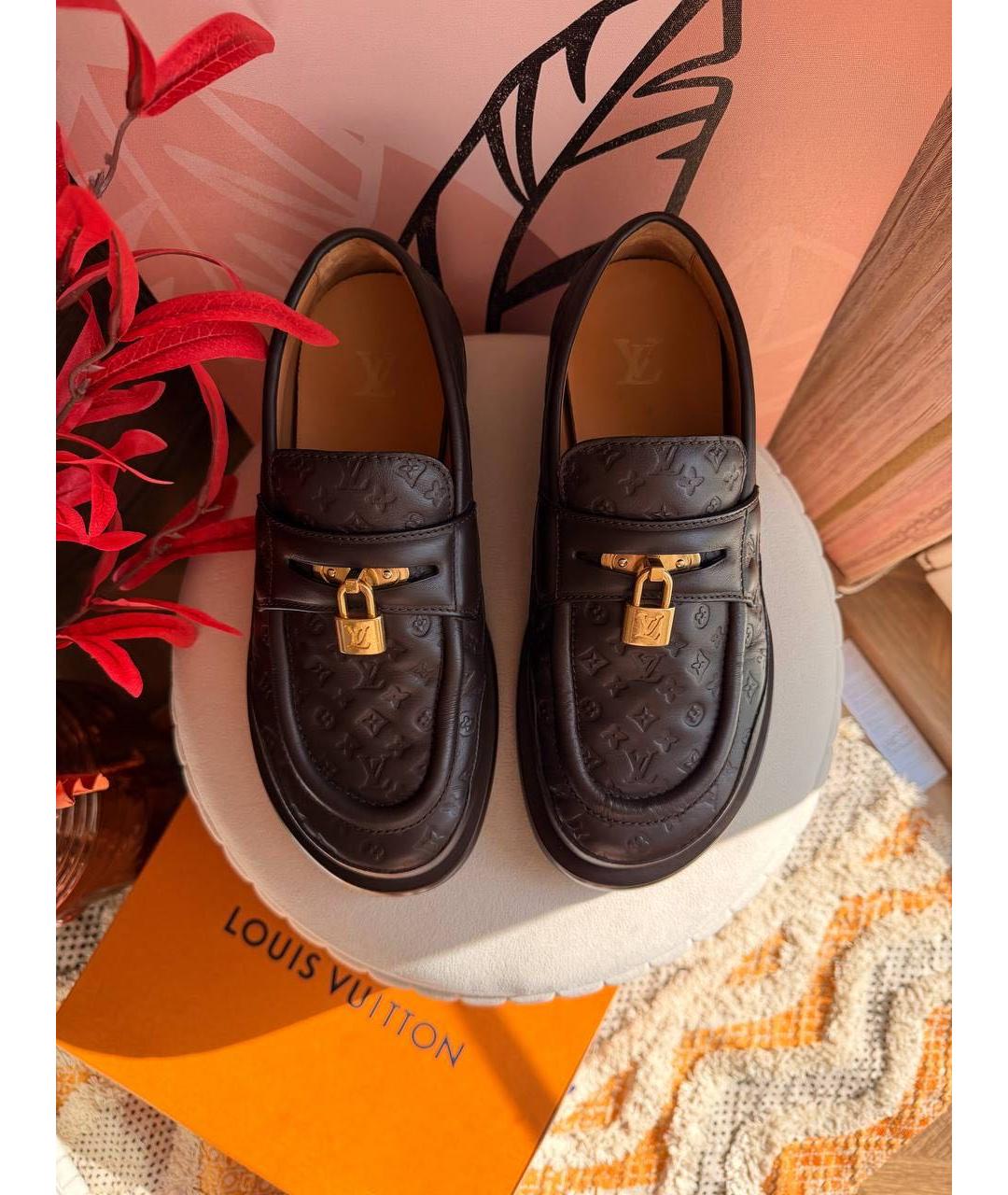LOUIS VUITTON Коричневые кожаные лоферы, фото 2