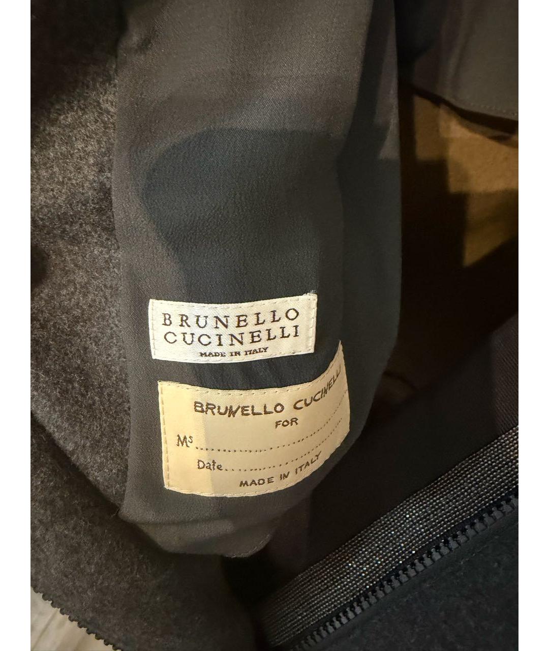 BRUNELLO CUCINELLI Серое шерстяное пальто, фото 3